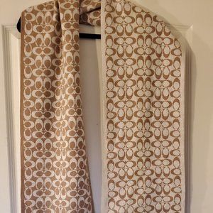 Coach Metallic Signature Jacquard Scarf Camel NWT